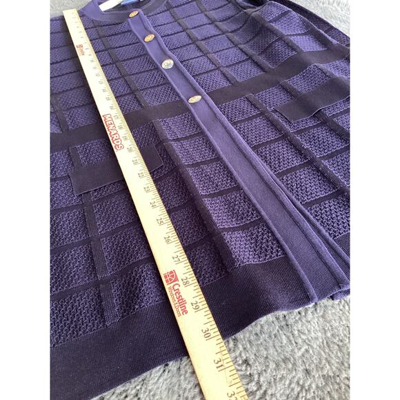 Ming Wang Women's Long Sleeve Knit Windowpane Button Front Jacket Blue Size XL - Picture 8 of 9